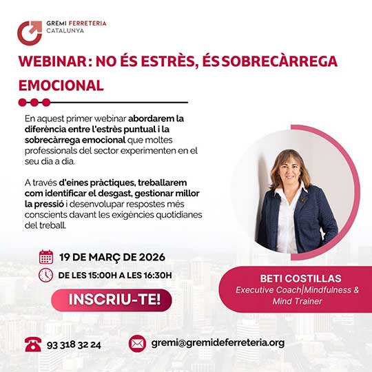 Webinar: No és estrès, és sobrecàrrega emocional 19 de març de 15:00h a 16:30h